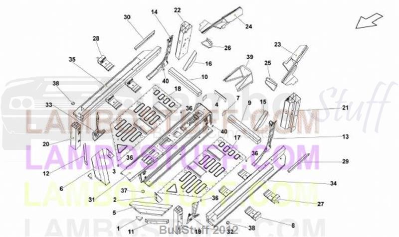 2014 Lamborghini GALLARDO LP 570-4 SPYDER PERFORMANTE EUROPE CENTER FRAME ELEMENTS (701.05.00)
